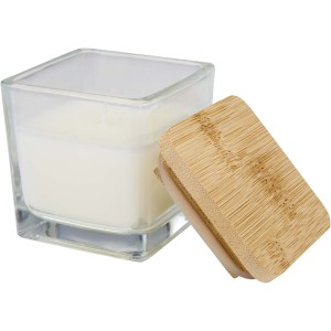 Ambra gyertya bambusz fed�llel, feh�r